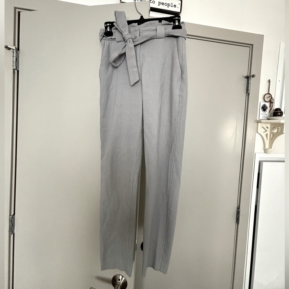Express Gray High Waisted Paperbag Pants